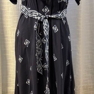 Chico's White and Blue Flutter Sleeve Sundress